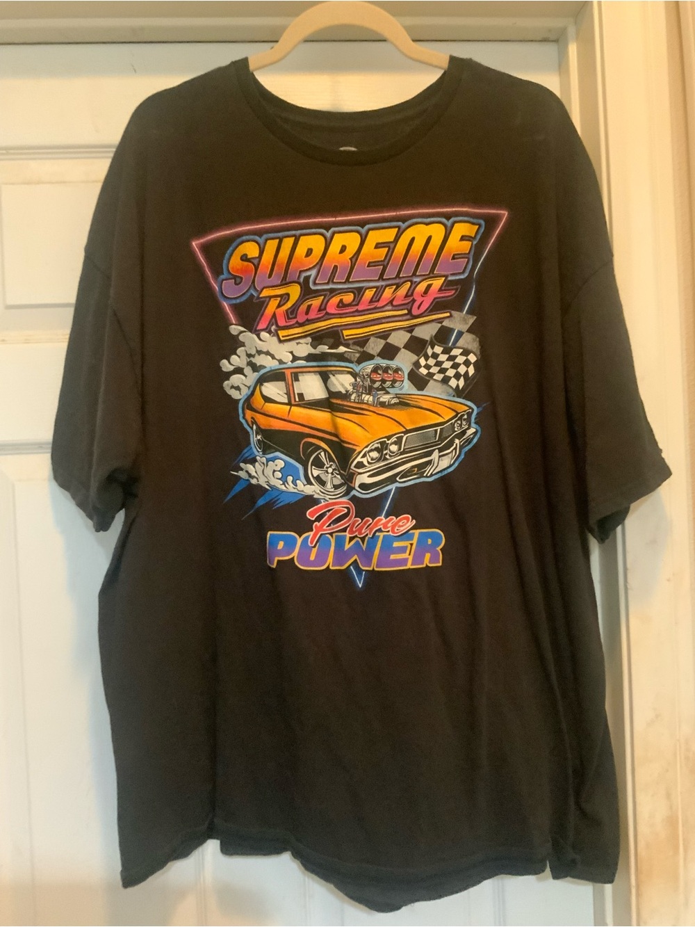 'Pure Power' Graphic Tee - Black with Orange Car